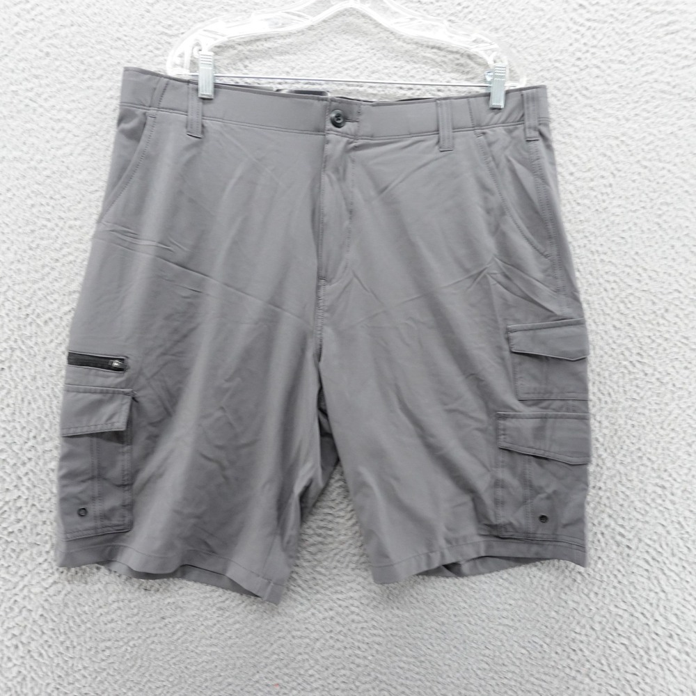 Iron Co Mens Stretch Tech Cargo Shorts Greyhound Gray Size 38 Flex Waistband NEW